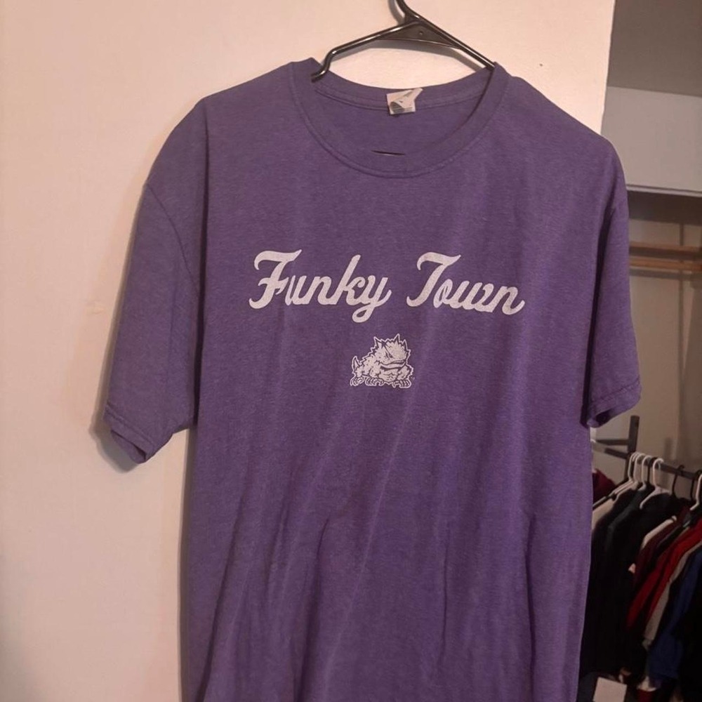 Purple Funky Town tcu frogs  size L